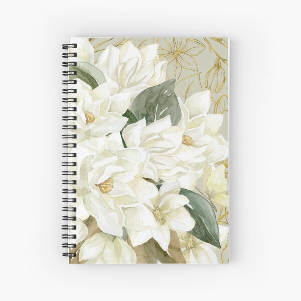 Elegant Magnolias – with a Touch of Gold Spiral Notebook