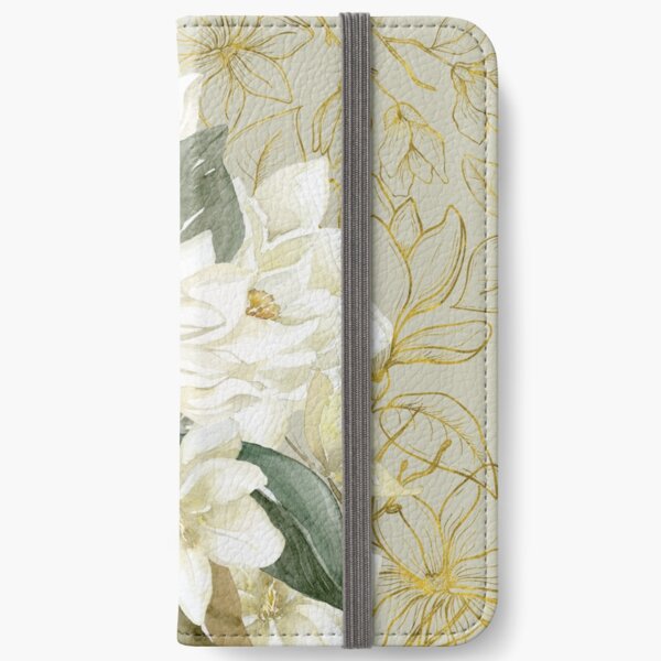 Elegant Magnolias – with a Touch of Gold iPhone Wallet