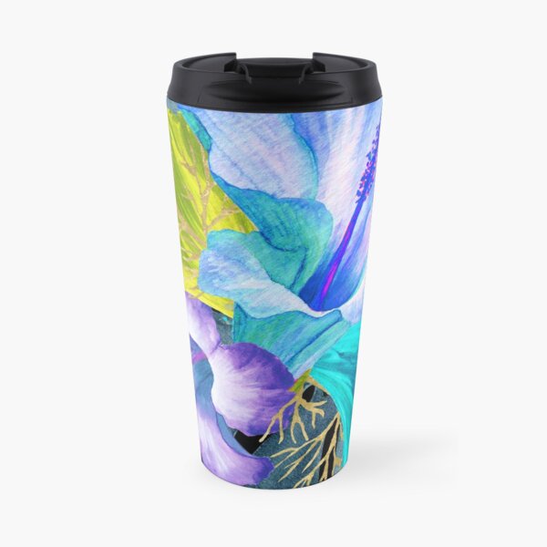 Flower Power – Blue Tropical Travel Mug