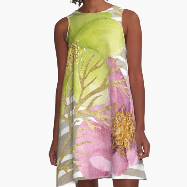 Pastel Flowers A-Line Dress