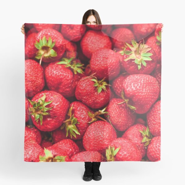 STRAWBERRY PATCH BEIGE GREY BLUE SCARF STRAWBERRIES  GIFT WRAP 3 COLOURS 