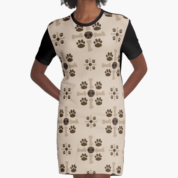 Snouts, Paws, and Bones Graphic T-Shirt Dress
