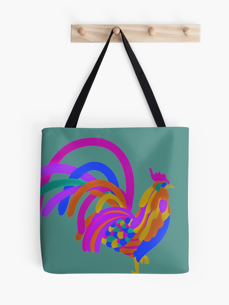 Thumbnail 1 of 2, Tote Bag, Colorful Abstract Rooster designed and sold by ntartworks.