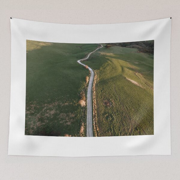 Item preview, Road in a green field as seen from above designed and sold by MarioGuti.
