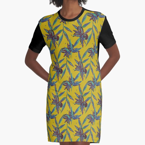 Motif Tahiti exotique jaune moutarde décoration Graphic T-Shirt Dress