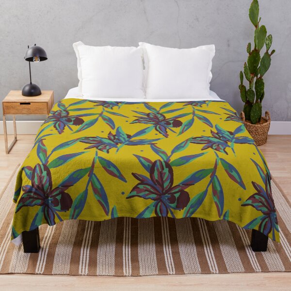 Aperçu de l'œuvre Motif Tahiti exotique jaune moutarde décoration créée et vendue par LeCrayonStudio.