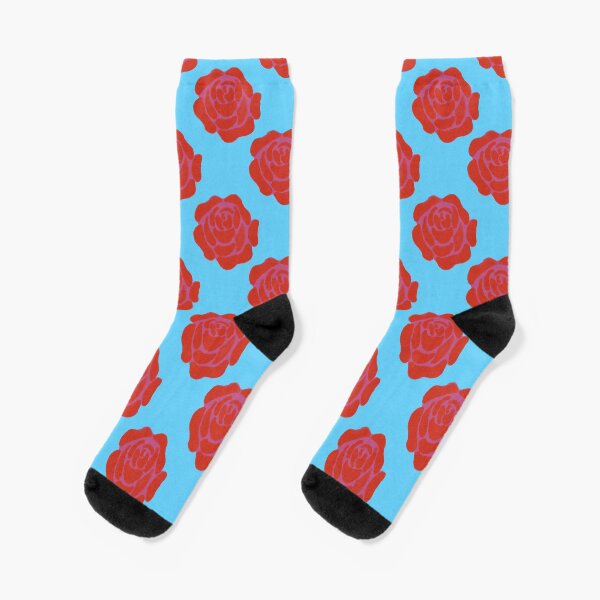 Roses on Blue Socks