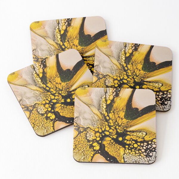 Item preview, Yellow and Black Spring and Bumblebee Inspired Fluid Artwork  designed and sold by CrystalCoast.