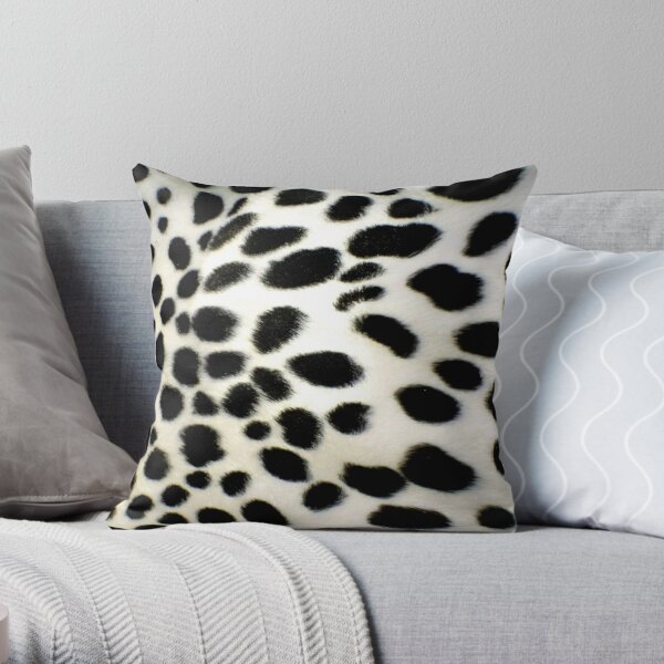 TopsandthePops Unicorn Black and White Dalmatian Dog Polka dot Animal Print Throw Pillow Multicolor 16x16 