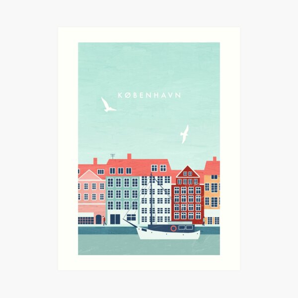 Copenhagen travel poster Art Print
