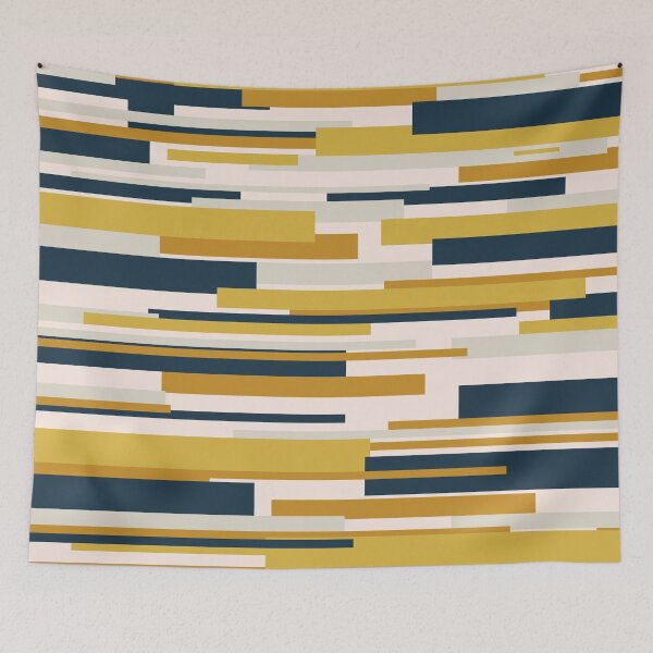 Item preview, Wright Midcentury Modern Geometric Abstract Pattern in Mustard Yellow, Navy Blue, and Pale Blush designed and sold by kierkegaard.