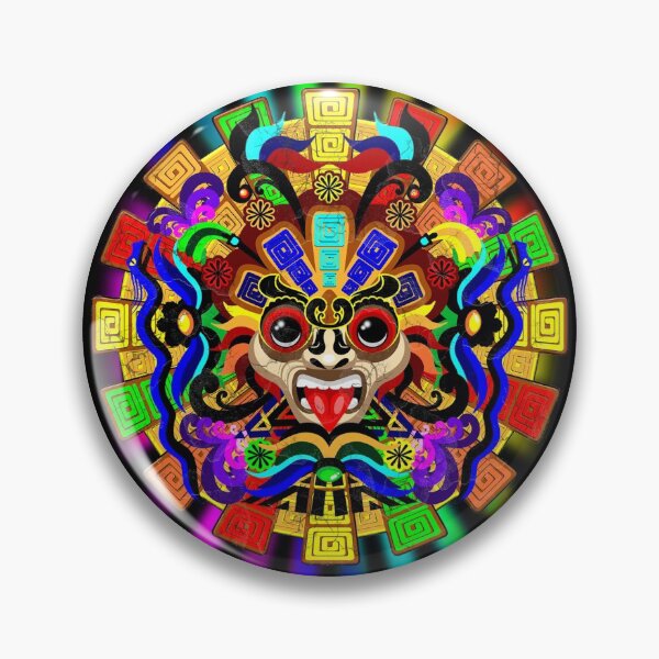 Item preview, Aztec Warrior Mask Rainbow Colors designed and sold by BluedarkArt.
