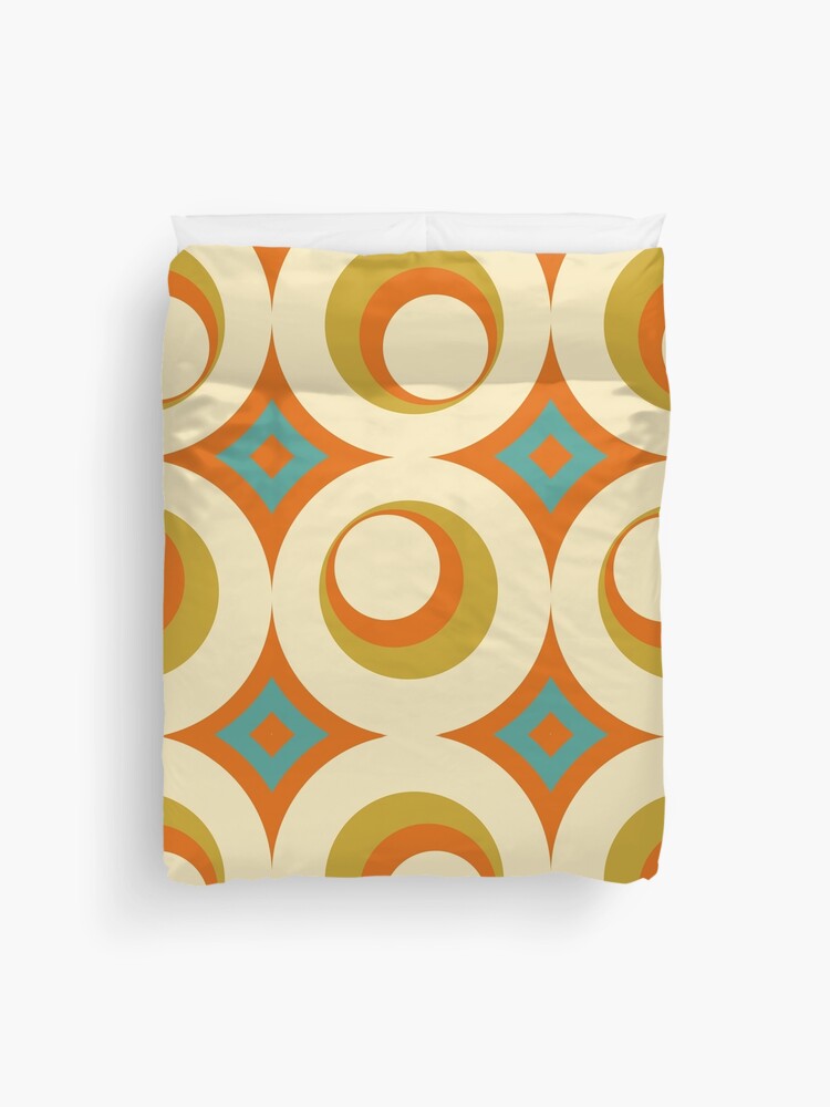 Retro Abstract Mid Century Modern Duvet Cover, MCM Geometric Oval