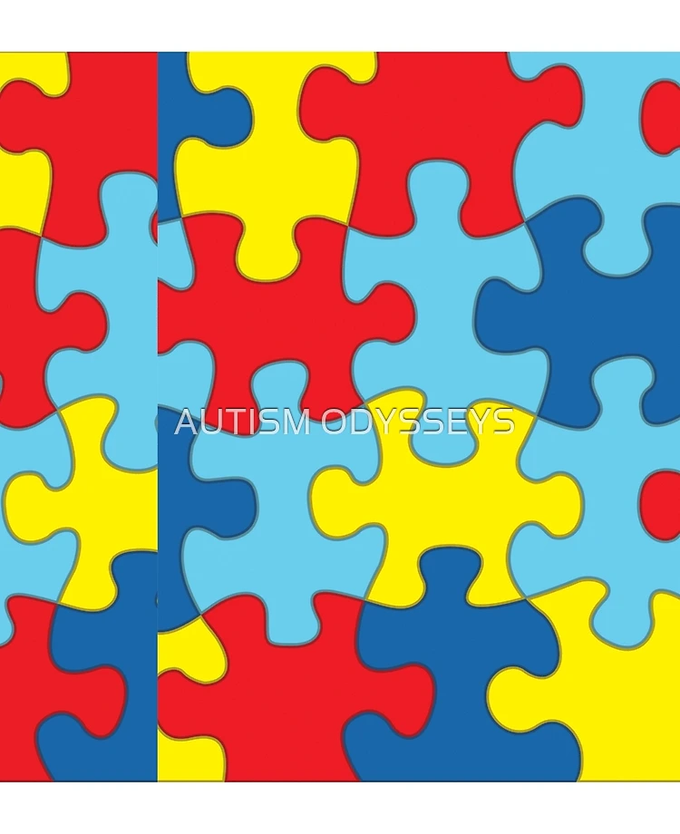 Autism Awareness Puzzle Pieces Black Bckgrnd Yoga Waistband