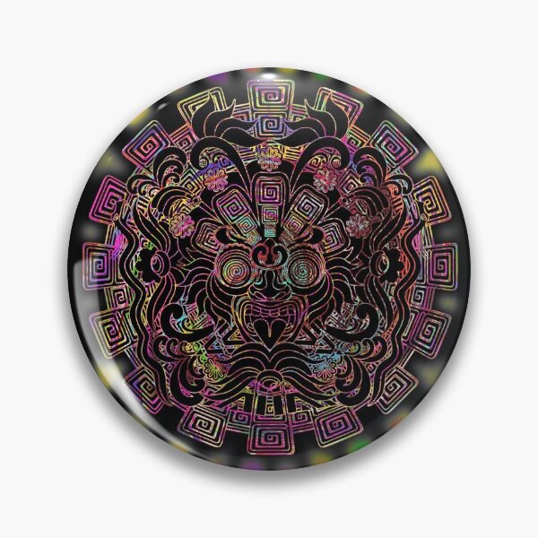 Aperçu de l'œuvre Masque psychédélique aztèque Sun créée et vendue par BluedarkArt.