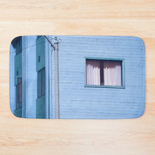 Item preview, vintage blue wood building with window and electric pole designed and sold by Mrvell.
