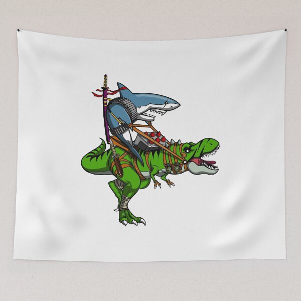 Item preview, Ninja Shark Riding T-Rex Dinosaur designed and sold by underheaven.