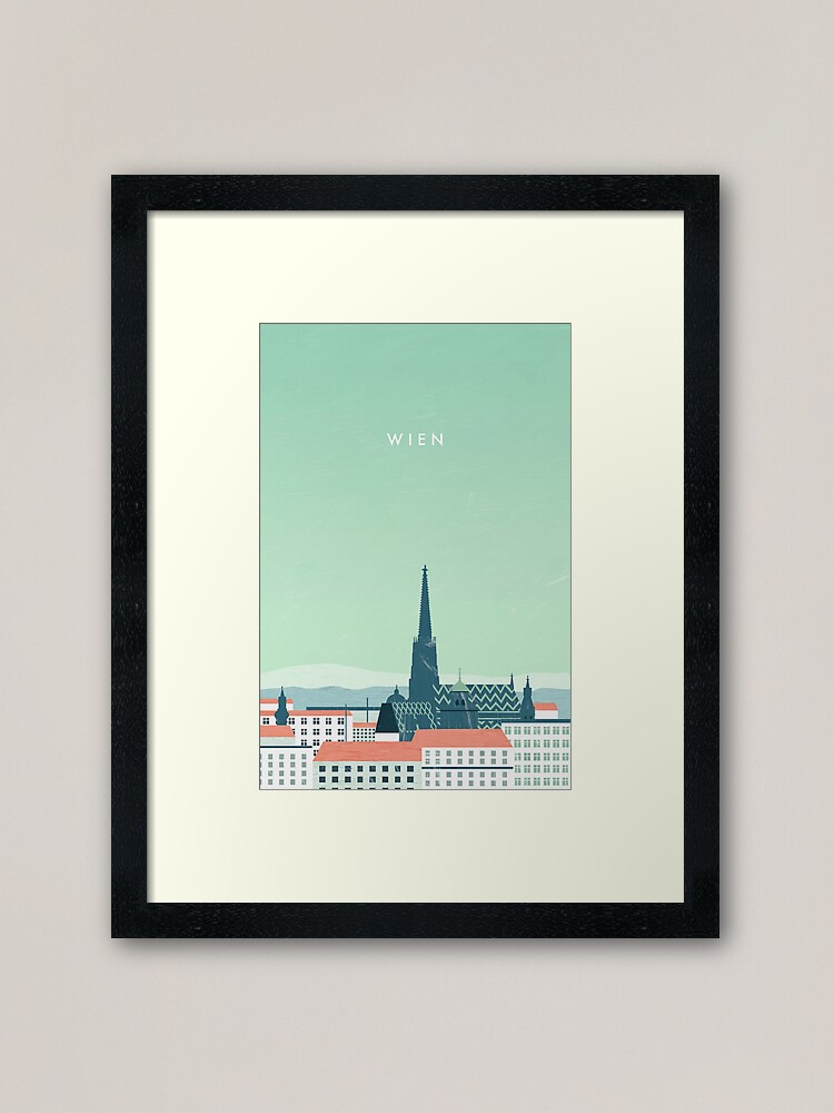 Thumbnail 1 of 7, Framed Art Print, Vienna travel poster designed and sold by katinkareinke.