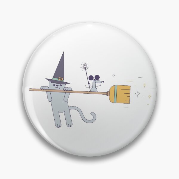 Item preview, Halloween Cat Witch on a Broom designed and sold by ClassicalHollow.