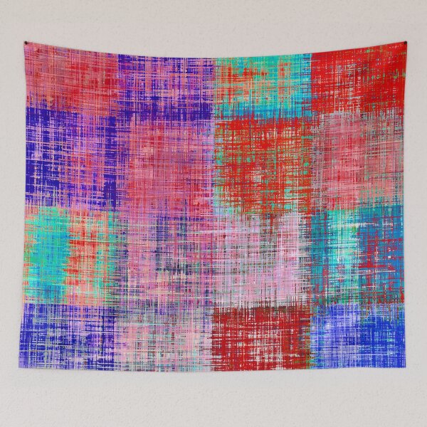Item preview, square plaid pattern texture abstract in red blue pink purple designed and sold by Mrvell.