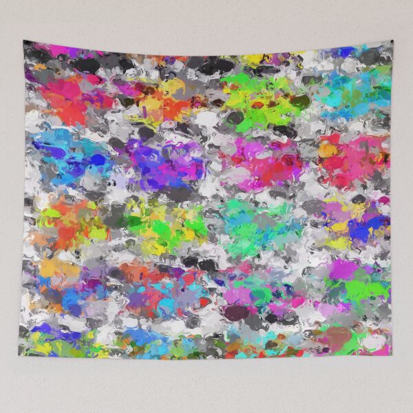 Item preview, colorful psychedelic splash painting abstract texture in pink blue purple green yellow red orange designed and sold by Mrvell.