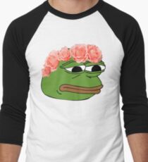 Flower Crown Pepe Frog Men's Baseball ¾ T-Shirt