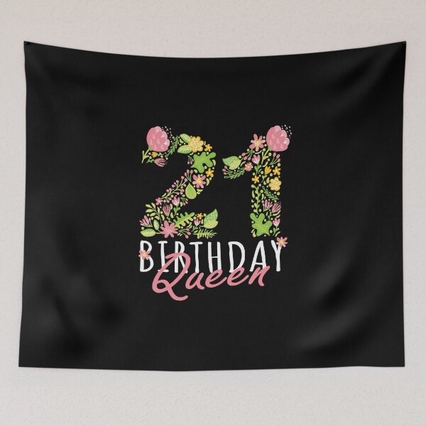 Item preview, 21st Birthday Queen 21 Years Old Woman Floral B-day Theme design designed and sold by Grabitees.