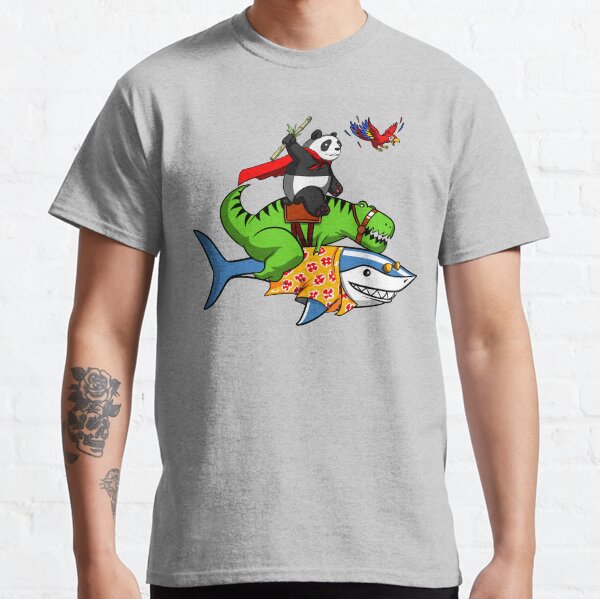 Item preview, T-Rex Dinosaur And Panda Riding Shark designed and sold by Nikolay Lachezarov Todorov.