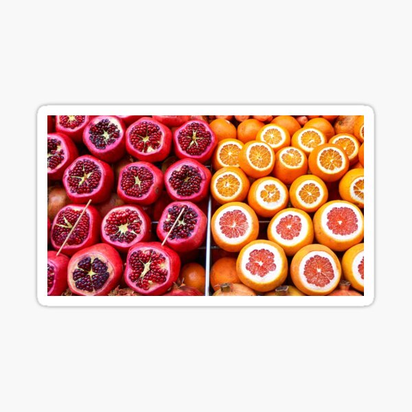 Orange Pomegranate fruits vitamins  Sticker