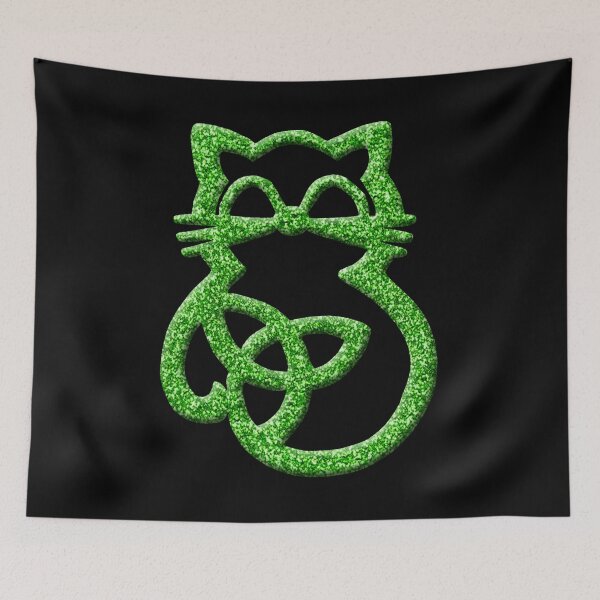 Item preview, Faux Green Glitter Trinity Knot Celtic Cat designed and sold by Atteestude.