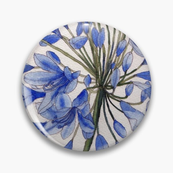 Item preview, Agapanthus flower watercolour painting designed and sold by esvb.