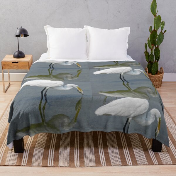 Item preview, Great White Egret Catching a fish with reflection in the water designed and sold by 2CrabbySisters.