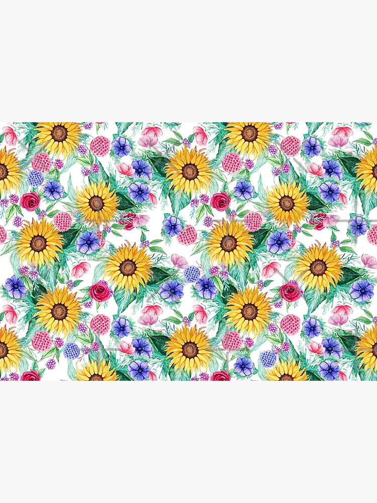 Sunflower, anemone, dahlia, rose and beauty berry watercolor floral by MagentaRose