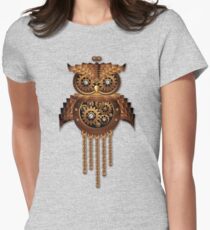 Eule Steampunk Vintage-Stil Tailliertes T-Shirt für Frauen