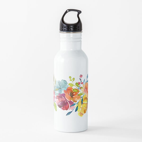 Bright Flowers Summer Watercolor Peonies Water Bottle