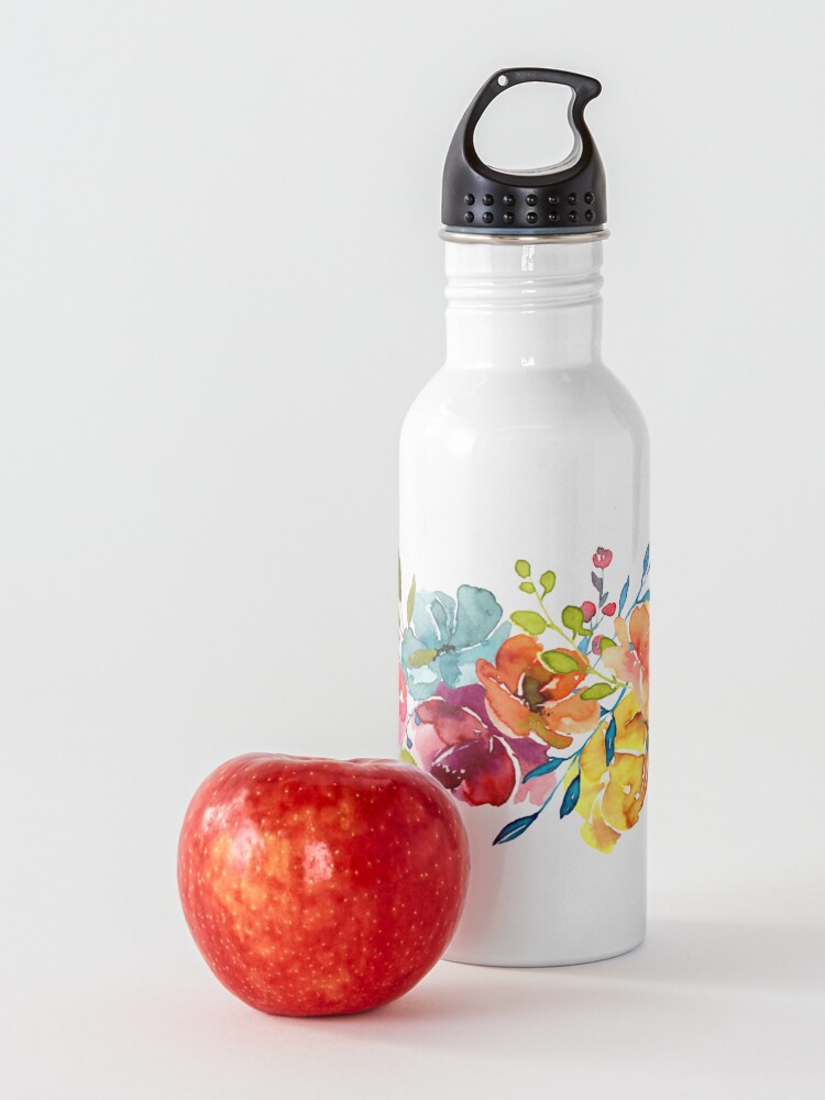 Alternate view of Bright Flowers Summer Watercolor Peonies Water Bottle