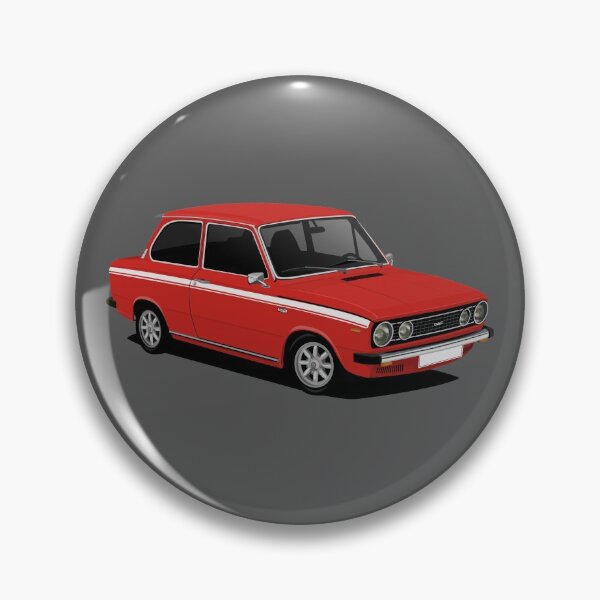 Item preview, DAF 66 Marathon saloon - car illustration - red with white stripes designed and sold by knappidesign.