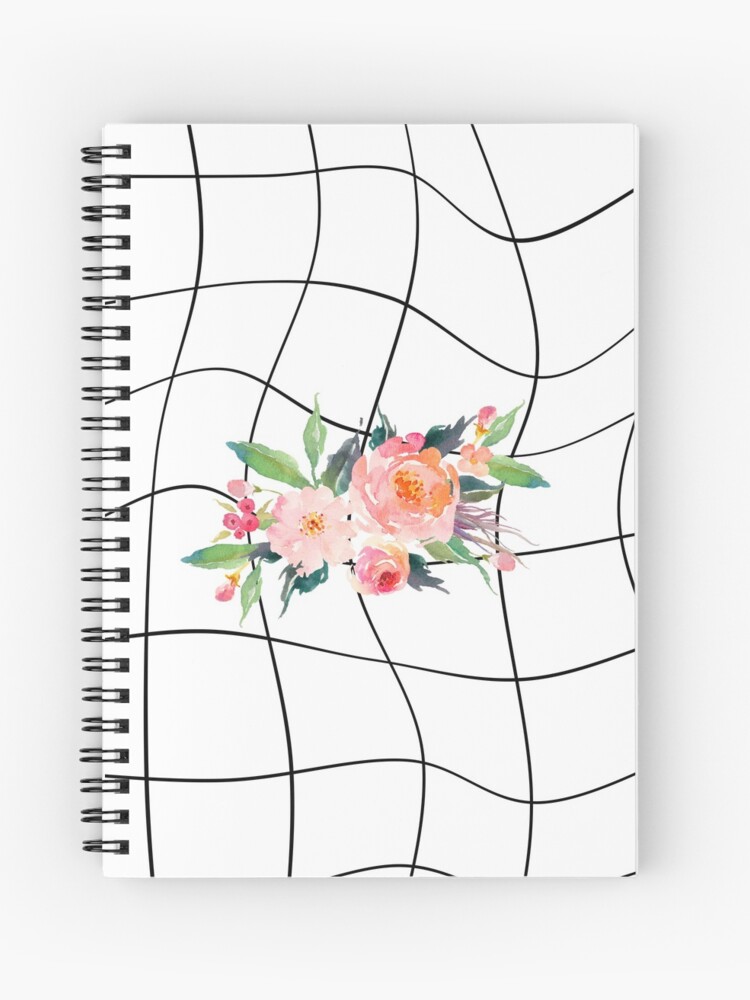 Watercolor Flower Bouquet Aesthetic Warp Pattern Spiral Notebook By Jeonqz Redbubble