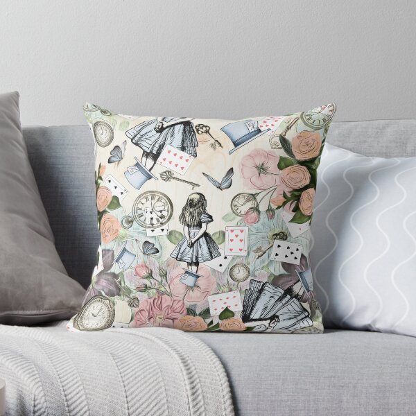 Alice In Wonderland Collage Throw Pillow