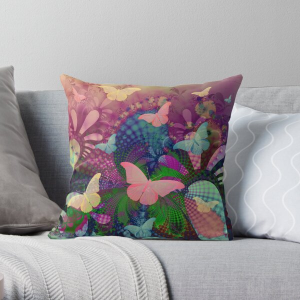 Butterfly Garden Abstract Art 2 Throw Pillow