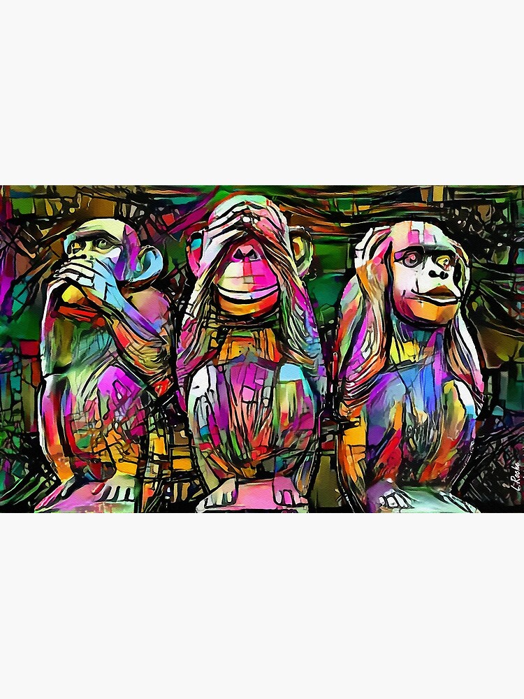 3 MONKEYS - monkeys, singes, gorilles, gorillas, mono, léa Roche paintings by salomitata