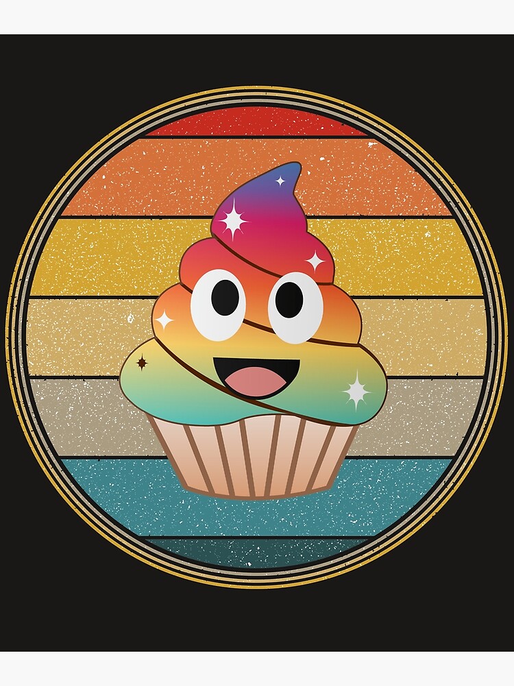 Disover Cute Pupscake - Funny Colorful Retro Sunset Cupcake Premium Matte Vertical Poster
