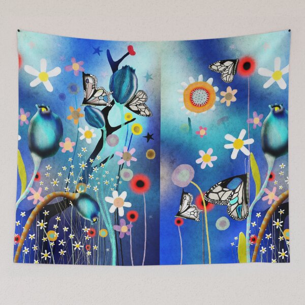 Item preview, Bohemian Paradise Daisies - Blue Butterflies Apodemia Schmetterlinge designed and sold by rupydetequila.