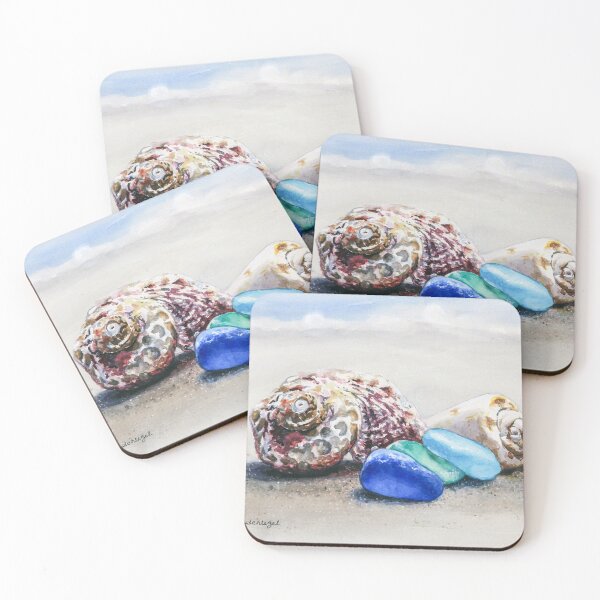 Item preview, Seashells and Sea Glass on the Beach designed and sold by JLSchlegelArt.