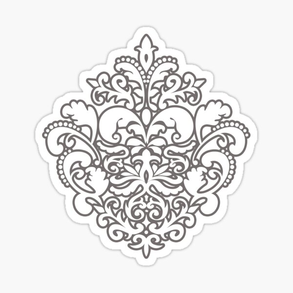 White Damask Pattern Sticker