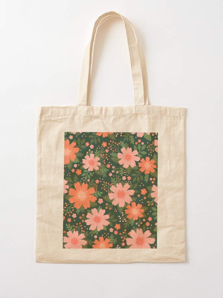 Coral Daisy Tote Bag