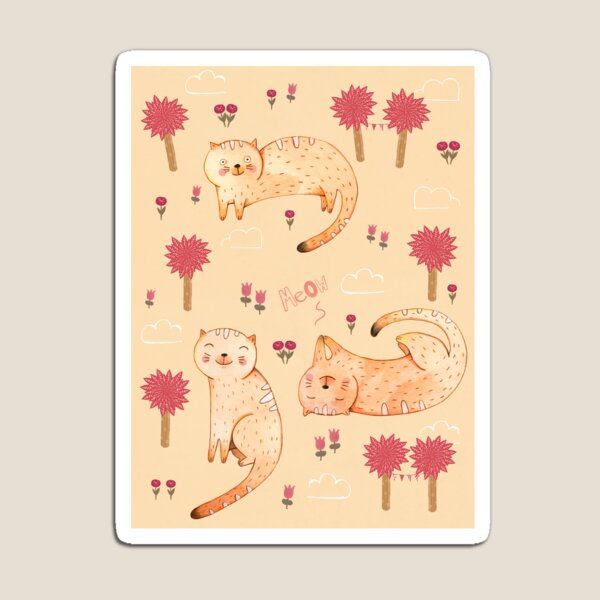 Orange Cat Pattern Magnet