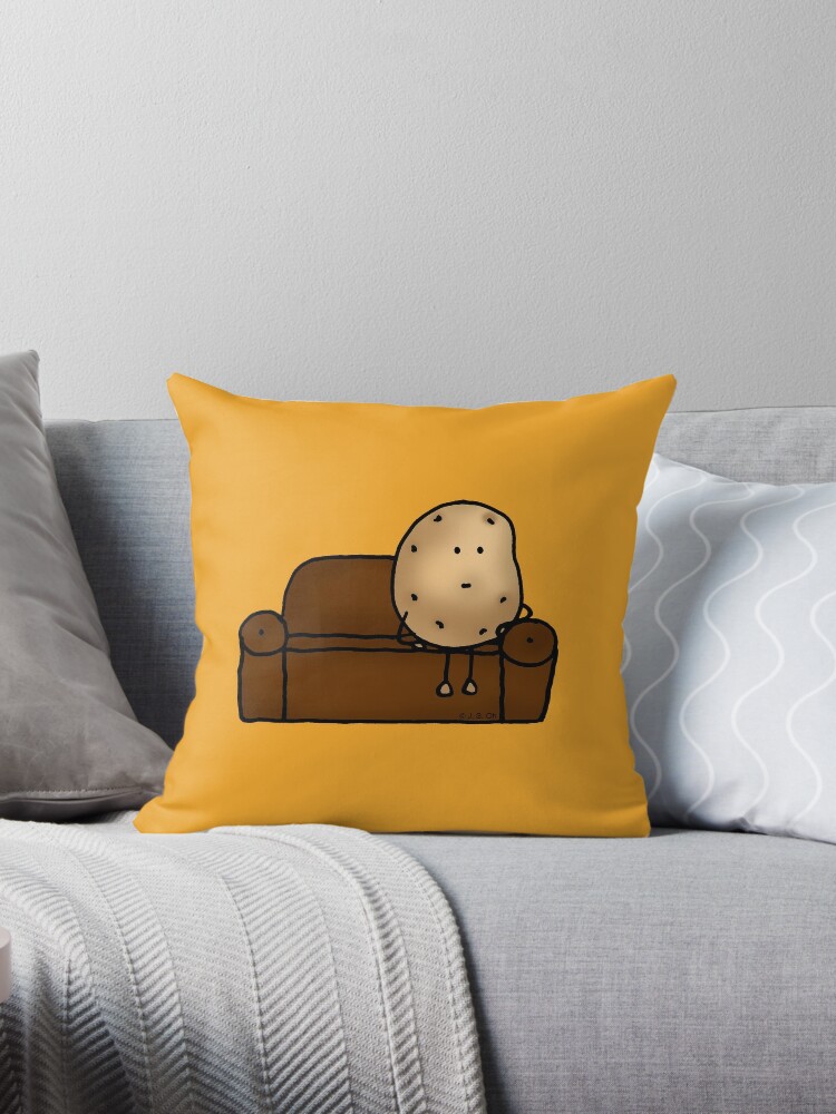 Funny Couch Potato Cartoon Throw Pillow By Cutecartoon Redbubble