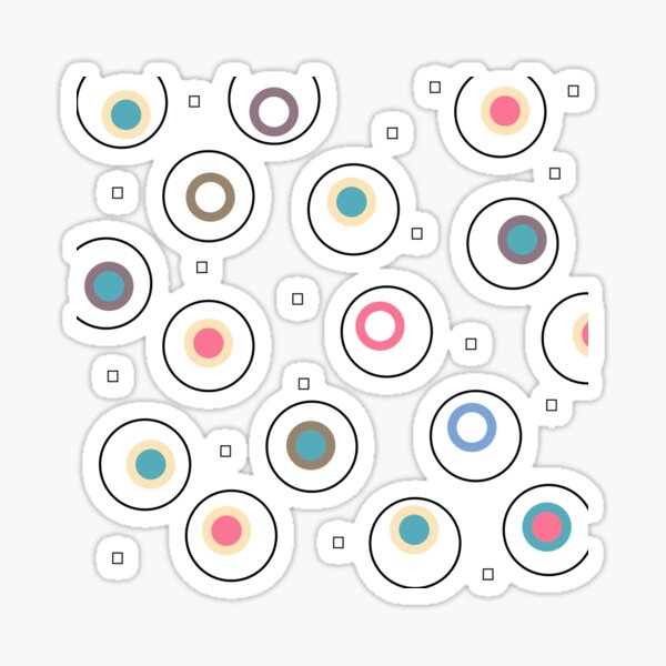 Circles and Squares on White Sticker