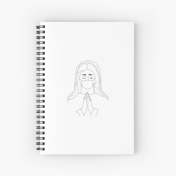Praying Mary with Mask Lineart Spiral Notebook
